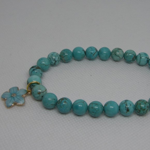 Handmade Blue Turquoise Butterfly Bracelet Natural Stone Beads - Picture 7 of 7